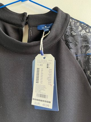Vestido negro Tom Tailor talla L con encaje nuevo