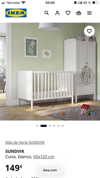 Cuna Ikea Sundvik Blanca + colchón de regalo.