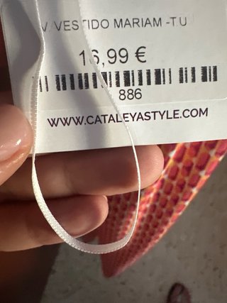 Vestido midi estampado naranja y rosa