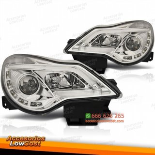 Faros delanteros cromados para Opel Corsa D 11-14