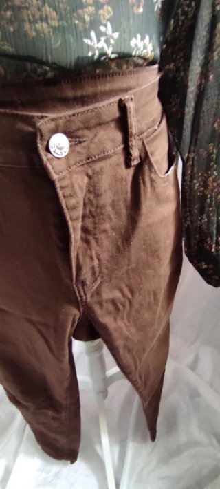Vaquero marrón chocolate tiro alto talla L