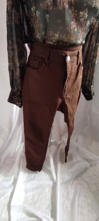 Vaquero marrón chocolate tiro alto talla L