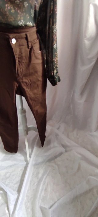Vaquero marrón chocolate tiro alto talla L