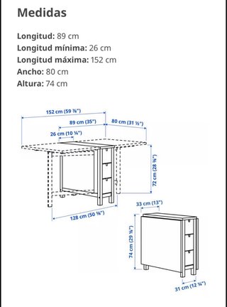 Mesa Plegable IKEA Norden Blanca