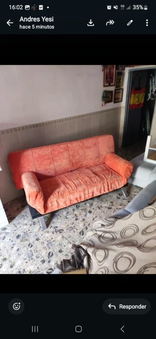 Sillón cama naranja y gris
