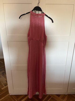 Vestido rosa largo halter