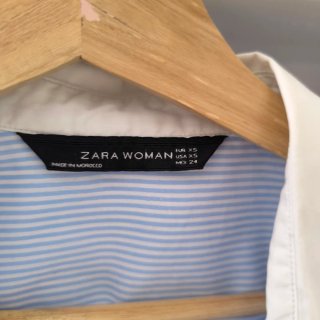 Camisa Rayas Azul Blanco Zara Talla XS