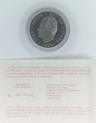 Moneda 1000 Pesetas, Juegos Olímpicos Sidney 2000.