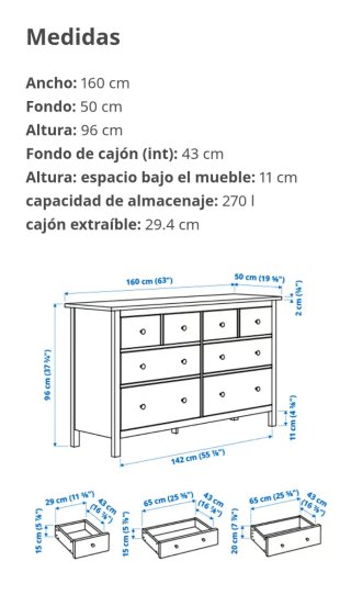 Cómoda blanca 7 cajones. Recogida en Humanes.