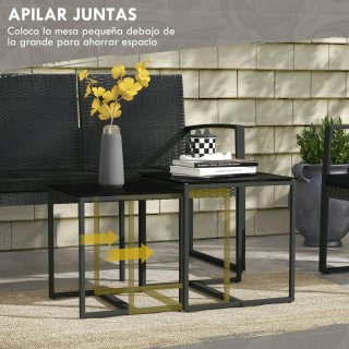 Conjunto Muebles Jardín Ratán Sintético Negro