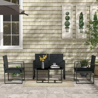 Conjunto Muebles Jardín Ratán Sintético Negro