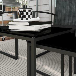 Conjunto Muebles Jardín Ratán Sintético Negro