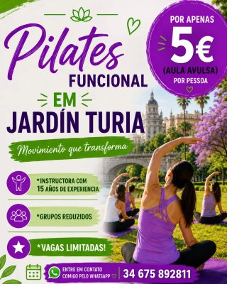 Aulas de Pilates Funcional Ao ar livre no Turias