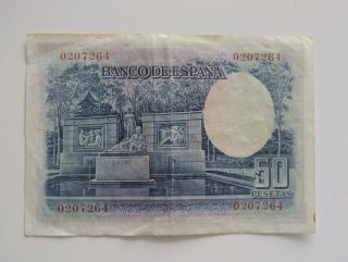 Billete 50 Pesetas 1935 Ramón y Cajal Sin Serie