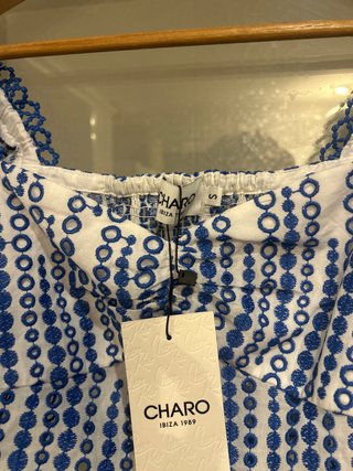 Top Charo Ruiz Bordado Azul Talla S
