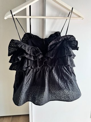 Top Zara volantes negro