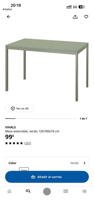 Mesa extensible verde 180cm