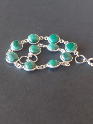 Pulsera Plata 925 con Piedras Verdes