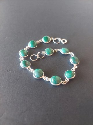 Pulsera Plata 925 con Piedras Verdes