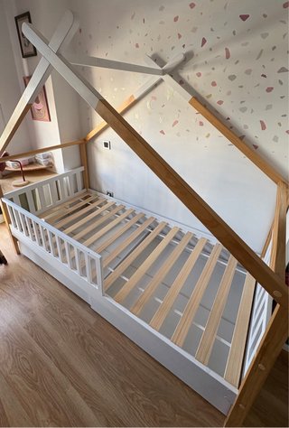 Cama Montessori Cabaña Madera 90x190