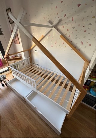 Cama Montessori Cabaña Madera 90x190