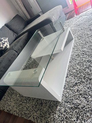 Mesa de centro moderna vidrio y madera