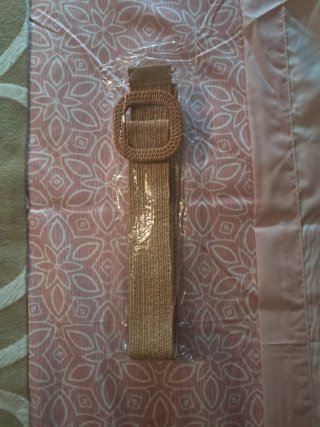 Cinturón beige y rosa tejido