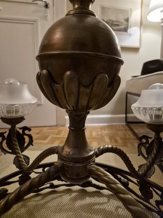Lámpara de techo antigua en bronce y cristal