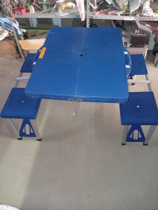 Mesa Picnic Plegable Azul y Blanca