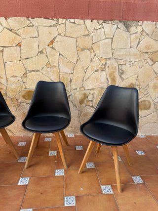 Pack 4 Sillas nórdicas negras patas madera