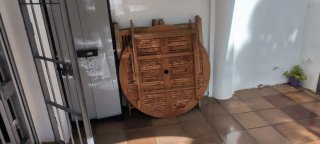 Mesa y 4 sillas jardín plegables madera