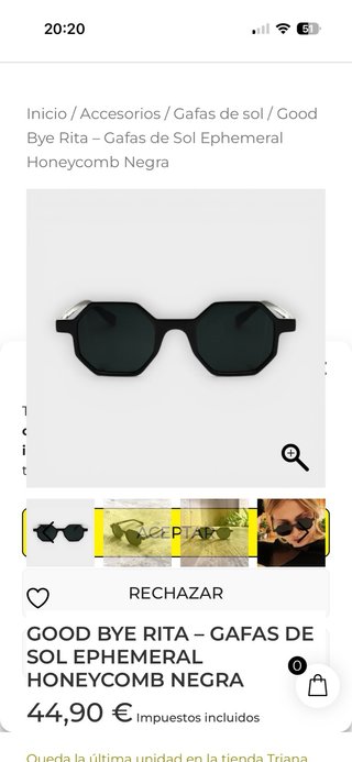 Gafas de sol negras octogonales