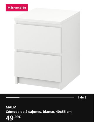 Mesita de noche Ikea Malm blanca