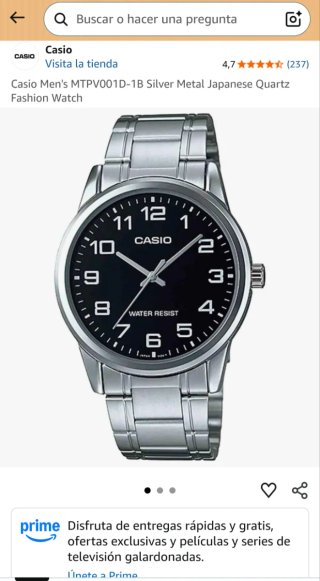 Reloj Casio LTP-V001D-1B Plata