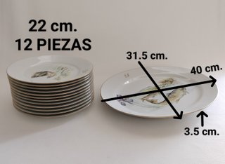 Vajilla de porcelana con peces y monograma