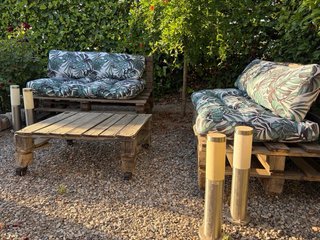 Conjunto Sofás Palets Exterior + Mesa