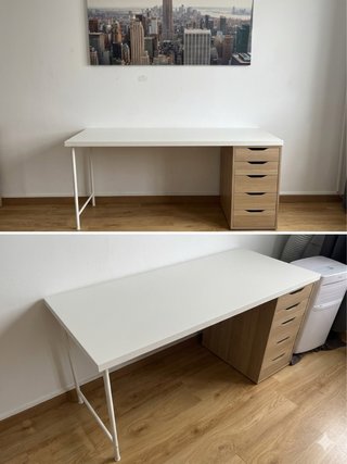 Escritorio IKEA blanco y madera