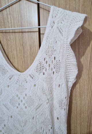 Vestido crochet Slowlove beige/crudo Talla M Nuevo