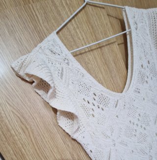 Vestido crochet Slowlove beige/crudo Talla M Nuevo