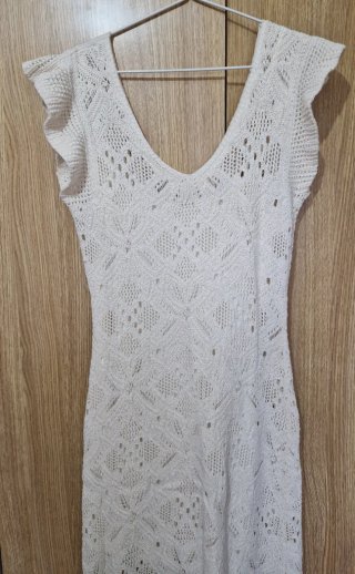 Vestido crochet Slowlove beige/crudo Talla M Nuevo