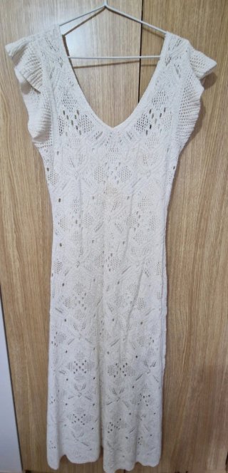 Vestido crochet Slowlove beige/crudo Talla M Nuevo