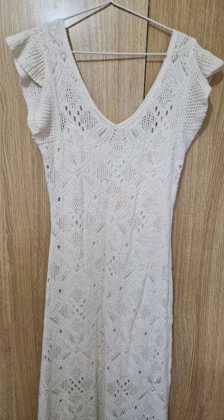 Vestido crochet Slowlove beige/crudo Talla M Nuevo