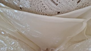 Vestido crochet Slowlove beige/crudo Talla M Nuevo
