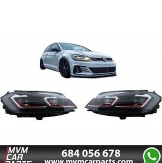 Faros delanteros Red edition Led para VW Golf 7.5