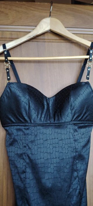 Vestido Lencero Negro Estampado Encaje Talla M