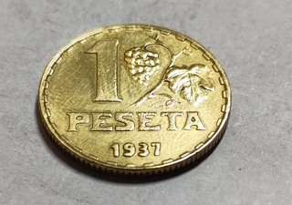 Moneda 1 Peseta 1937 La Rubia República España MBC