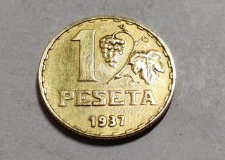 Moneda 1 Peseta 1937 La Rubia República España MBC