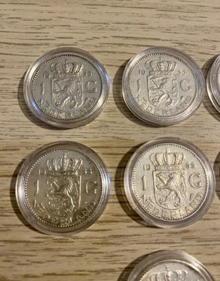 Lote de 10 Monedas Plata 1 Gulden, Países Bajos.