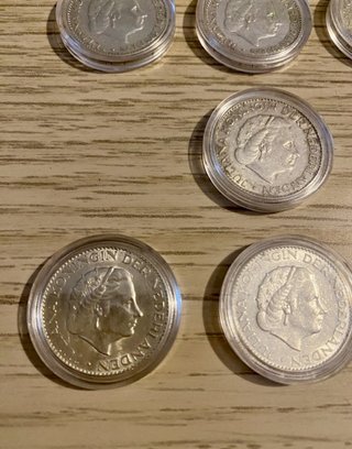 Lote de 10 Monedas Plata 1 Gulden, Países Bajos.