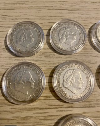 Lote de 10 Monedas Plata 1 Gulden, Países Bajos.